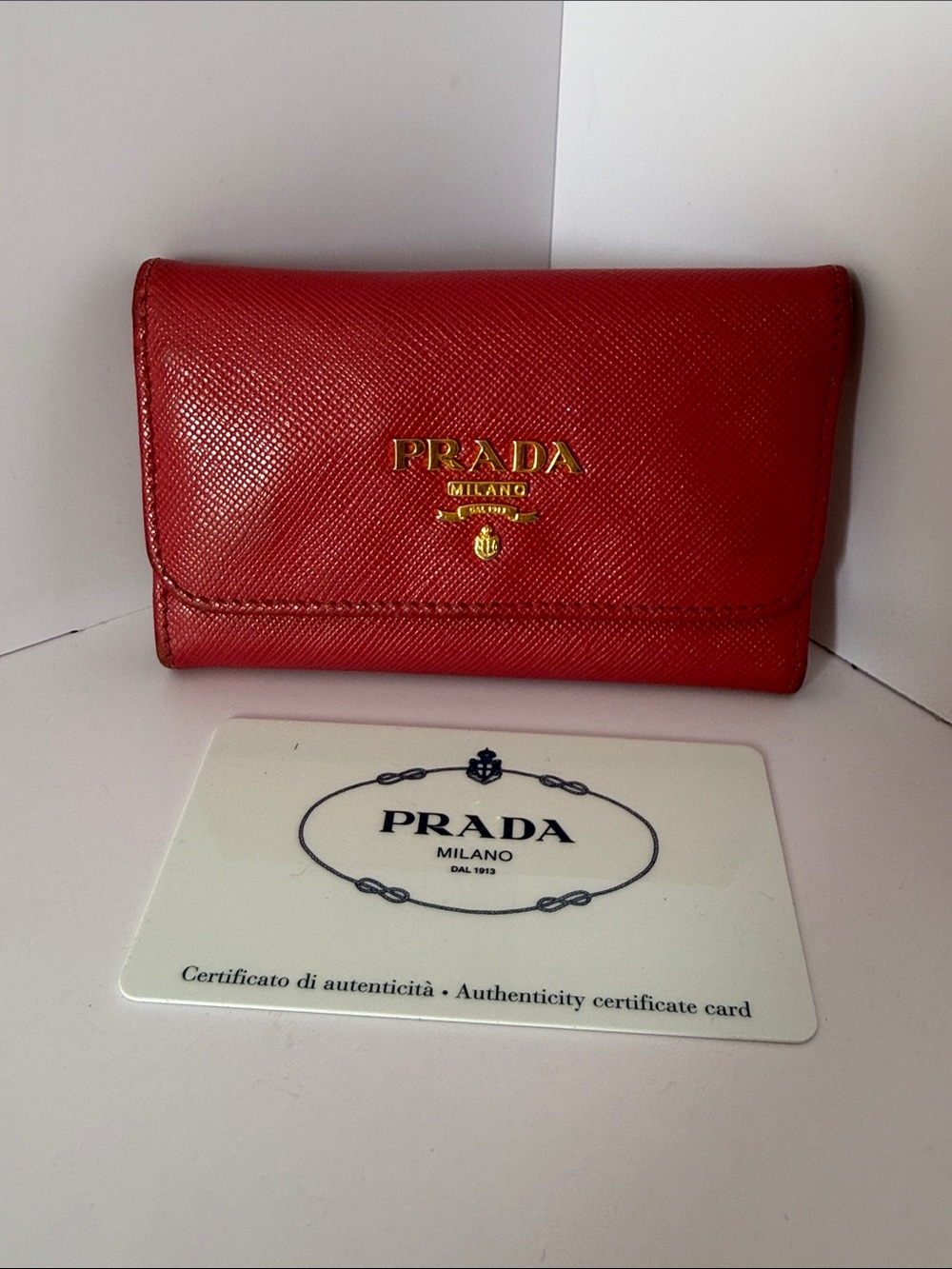 Prada Authentic Saffiano Leather 6 Ring Key Holder